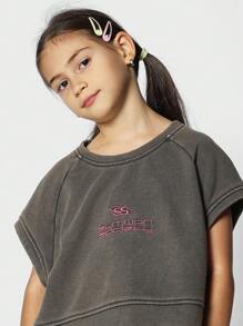 SUMWON Tween Girls Washed Boxy Fit Raglan Crop Tank Top