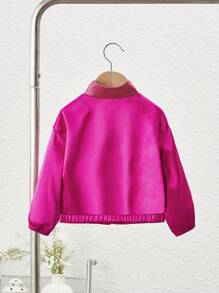 SHEIN Casual Fashionable Mommy And Me Matching Outfits - Satin Solid Color Long Sleeve Lapel Jacket For Baby Girls And Mothers (2 Pieces Sold Separately)
