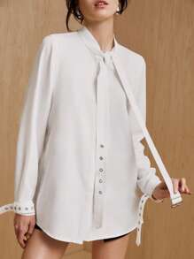 MONSE Designer Business Casual Belted Button-Down Shirt, For Holiday, Spring, Festival, Office