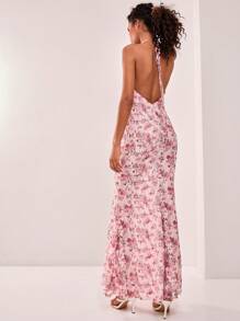 MUSERA 性感花卉印花网眼围脖长裙伊比沙岛适合波西米亚风春假夏季节日