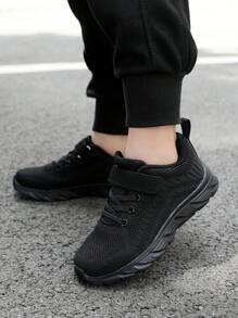 Zapatos deportivos ligeros y transpirables para niños, zapatos atléticos para senderismo al aire libre y deportes en negro para niños y niñas - Negro - Ver 2