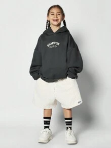 Sumwon Apparel Co 超大号抽绳套头连帽衫冬季休闲街头服饰日常舒适青少年运动休闲学院风连帽运动衫 - 灰色 - 查看 4