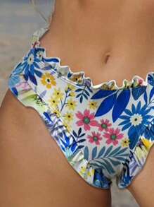 SHEIN Swim 女士夏季抹胸比基尼泳装套装，随机印花，两件套泳衣 - 彩色 - 查看 5