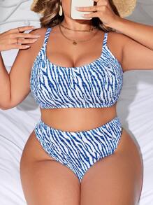 Swim Vcay Plus Zebra Stripe Bikini Set, Summer Beach - Multicolor - View 1