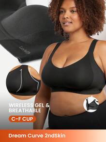 LUVLETTE Plus Dream Curve 2ndSkin 无线全覆盖无缝侧支撑休闲文胸无钢圈文胸健身运动文胸 - 黑色 - 查看 2