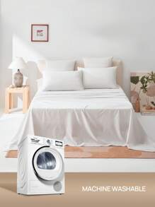 [100% Cotton]1pc Soft & Gentle Flat Sheet, All-Season Comfort And Breathable