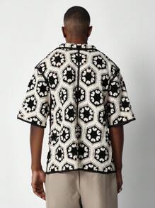 SUMWON Button Through Crochet Knit Shirt - Multicolor - View 2