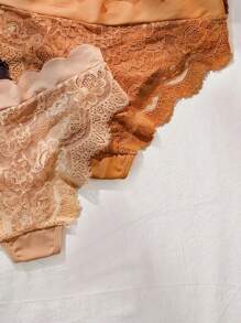 5入組女式蕾絲拼接三角褲組 - 彩色 - 查看 4