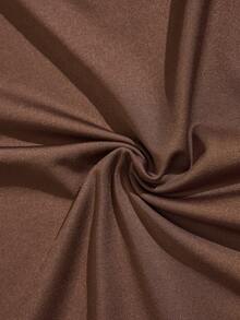 SHEIN SXY Top sólido de cuello asimétrico para tallas grandes - Marrón Chocolate - Ver 6