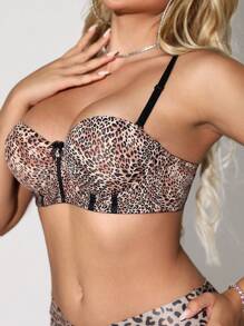 Women's Leopard Print Bra With Underwire, 1pc