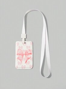 ROMWE Kawaii 1 件可爱粉色樱桃和蝴蝶结卡包和挂绳，学校 - 彩色 - 查看 5