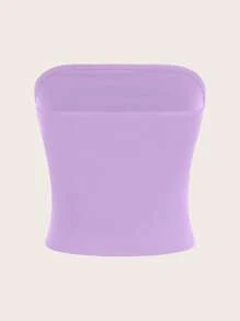 SHEIN EZwear Women's Strapless Slim Fit Casual Tube Top, Suitable For Summer Suitable For Going Out