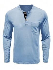 Men's Casual Sporty Style Contrast-Color Placket Lightweight Long-Sleeve Polo Shirt Versatile For Layering Or Standalone Wear Effortless Everyday Attire