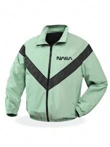 Manfinity Homme Men Letter Graphic Colorblock Zip Up Jacket