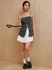 MONSE Mathilde Lhomme Designer-Sommerkleid mit Plissee, für den Urlaub, Party, Urlaub, Silvester-Outfit, Festival