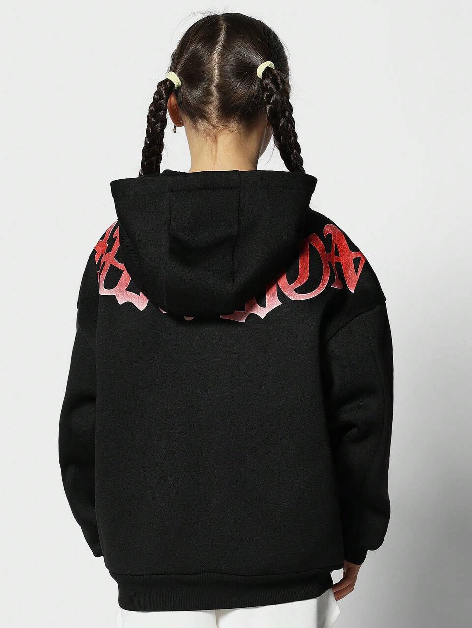 Gothic Font Front Graphic Zip Up Sweatshirt