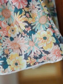 SHEIN Young Girl Allover Floral Print Shirred Dress