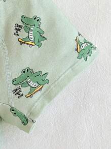 Cozy Pixies Young Boy Cartoon Animal Colorblock Soft Knitted Underwear 3pcs/Set - Green - View 4