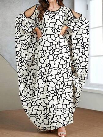 Dubai Super Kvinnor Kläder Muslimsk Robe Lös Lång Klänning