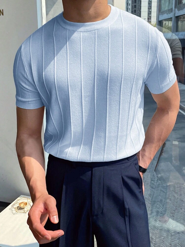 Men's Summer Solid Knitted Top