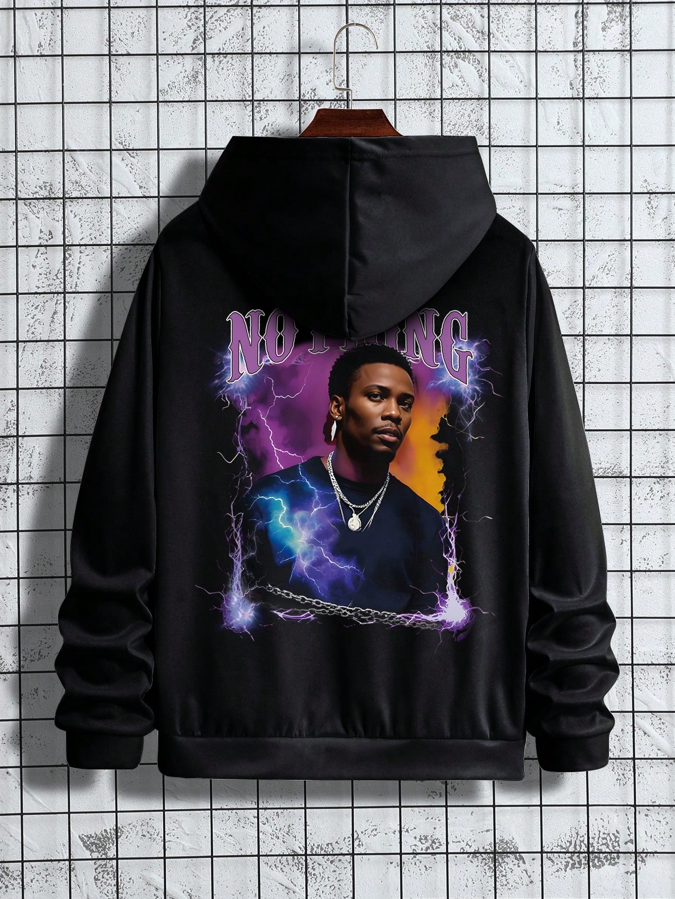 Men Plus Size Figure Graphic Drawstring Hoodie