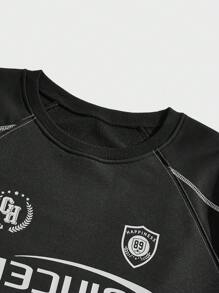 Manfinity Sporsity Sweat-shirt à manches raglan avec lettre graphique Plus