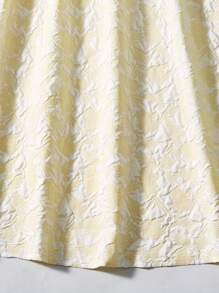 SHEIN Tween Girls Elegant Yellow Floral Dress With Chest Fold And Button Embellishment - Yellow - View 7