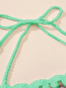 SHEIN Swim 花卉图案系带露背吊带罩衫 夏季 - 彩色 - 查看 3