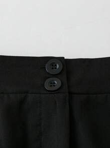 SHEIN Clasi Plus碼純色直筒西裝褲 - 黑色 - 查看 3