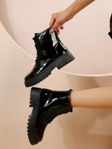 Fall/Winter New Fashion Thin Strap Motorcycle Style Boots - Black - View 5