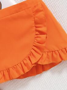 SHEIN Bộ đồ hai mảnh mùa hè cô gái trẻ giản dị thoải mái ngọt ngào và xinh đẹp - trái cam - Xem 6