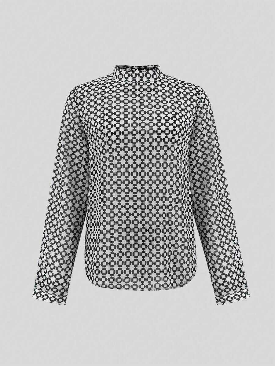 SHEIN LUNE 2024 Summer New Plaid Printed Lady's Shirt With Elegant Style Fall Cloth For Women - Multicolor - View 1
