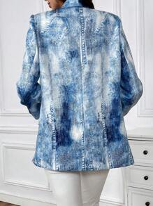 SHEIN Clasi Tie Dye Shawl Collar Open Front Blazer - Multicolor - View 2