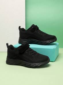 Zapatos deportivos ligeros y transpirables para niños, zapatos atléticos para senderismo al aire libre y deportes en negro para niños y niñas - Negro - Ver 4
