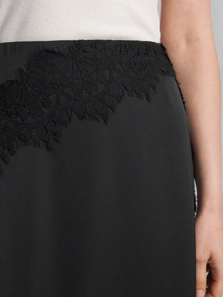 Women Black A-Line Skirt, Autumn Outfits, Back-To-School Wear, Casual Skirt