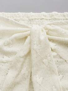 Chiquease 夏季蝴蝶結前短身管上衣 - 杏色 - 查看 5