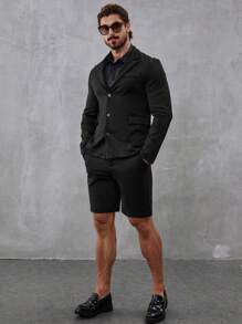 Manfinity Homme Men's Plain & Simple Daily Suit Set - Black - View 6