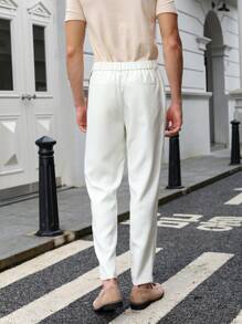 Manfinity VCAY Pantalones largos y rectos tejidos para hombre con banda elástica en la cintura, adecuados para primavera y verano