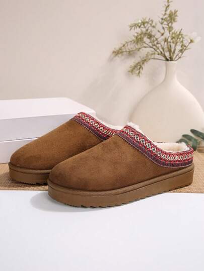 Slip-On Slippers, Warm Closed Toe Slippers For Home, Teens
