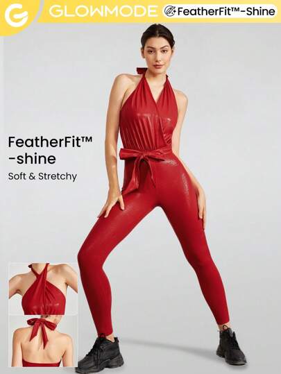 GLOWMODE Mono Con Efecto Dorado Con Soporte Ligero, Cinturón Desmontable Y Cuello Halter