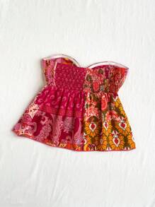 Soleia 女士假日花卉印花扭結休閒無袖上衣 - 玫紅色 - 查看 2