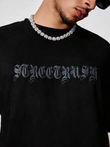 Manfinity Streetrush Conjunto de camiseta casual de manga corta con cuello redondo estampado de alas de verano para hombre y pantalones cortos con cintura con cordón