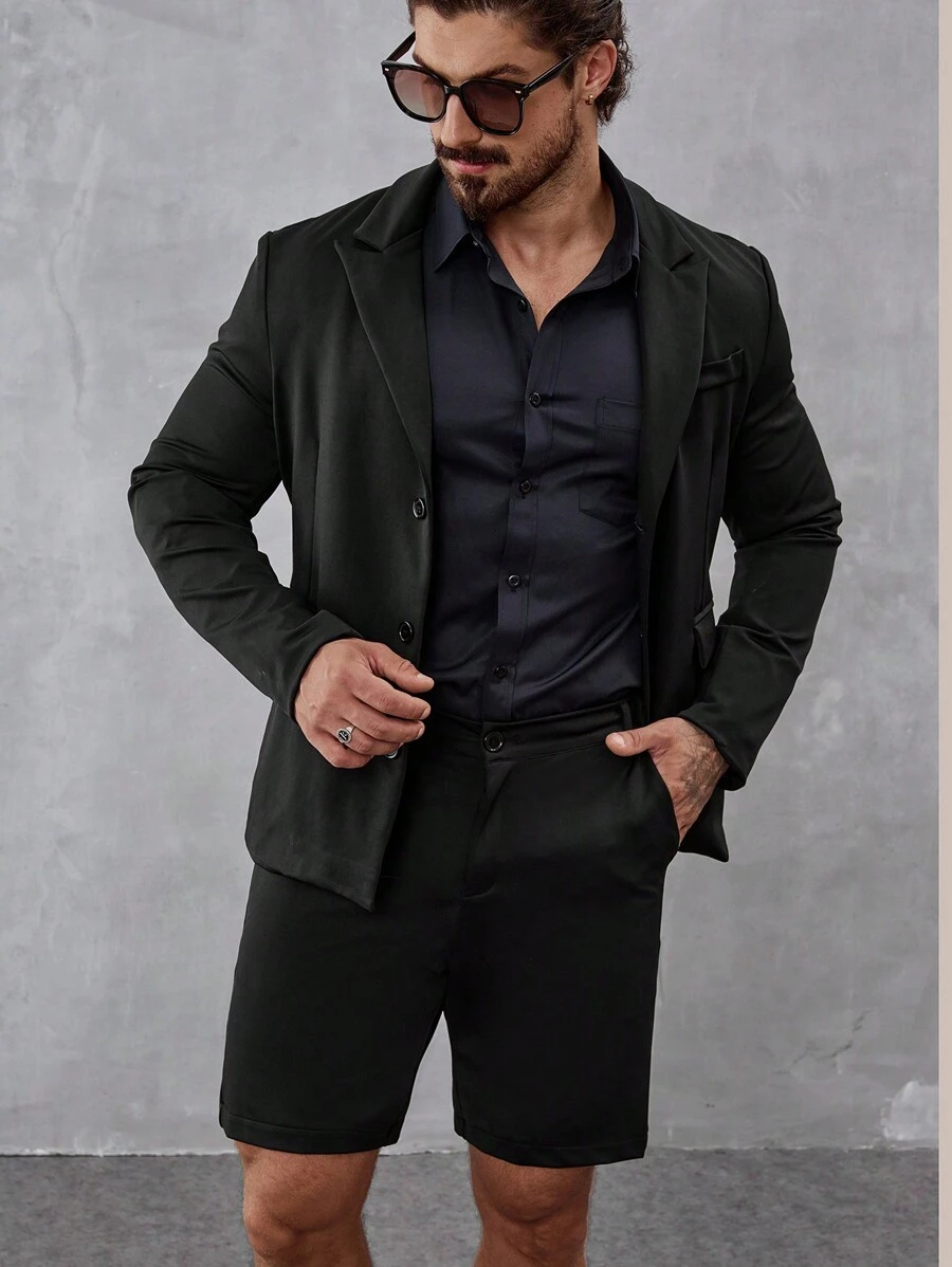 Manfinity Homme Men's Plain & Simple Daily Suit Set - Black - View 1