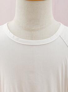 SHEIN 2入組嬰兒女孩優雅時尚紫色/白色多層蕾絲裝，適用於春夏季節