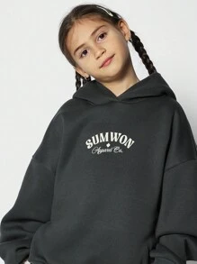 Sumwon Apparel Co 超大号抽绳套头连帽衫冬季休闲街头服饰日常舒适青少年运动休闲学院风连帽运动衫 - 灰色 - 查看 3