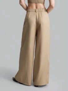 Ontre Women Khaki Wide Leg Pants, Fall Casual, Back To School - Grey - View 2