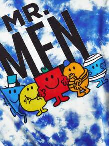 Mr Men Little Miss X SHEIN Tween Boy Blue Tie Dye Sleeveless Tank Top For Summer - Blue - View 3
