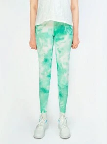 SHEIN Tween Girls Tie Dye Active Tights For Dailywear