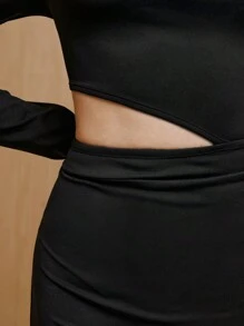 MONSE Oxana Designer Slim Fit Ruched Hollow Out Dress, Summer Elegant Dress, Holiday, Party Outfit, Birthday Outfits, Festival