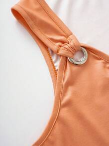 SHEIN LUNE Blusa sin mangas hueca con estampado degradado con letras del alfabeto para mujer en verano